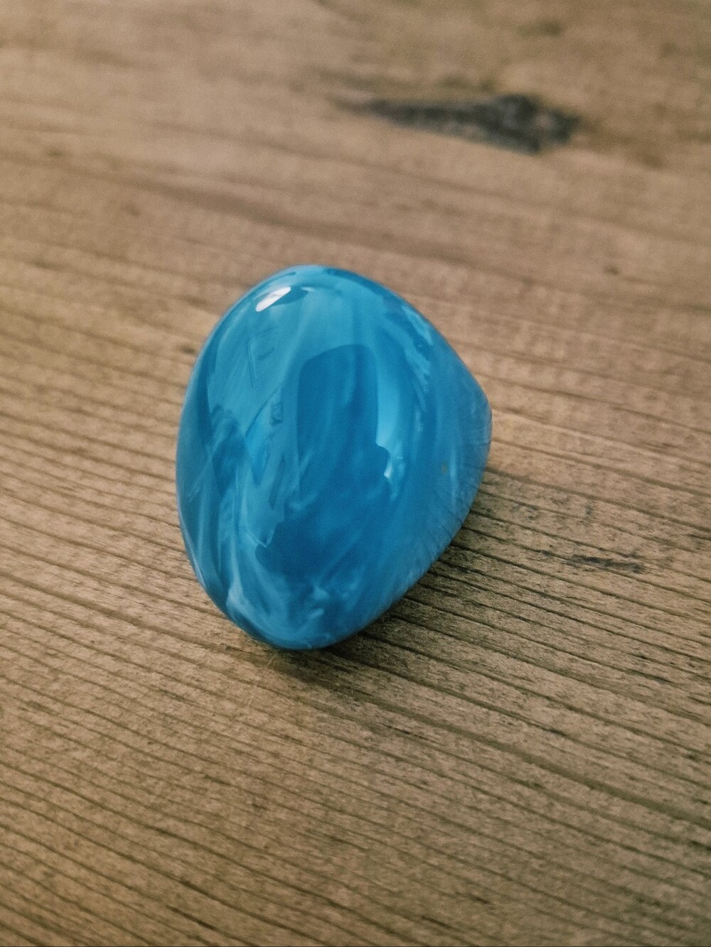 Anthropologie- Glossy Blue Decorative Glass Accent Stone Ring
